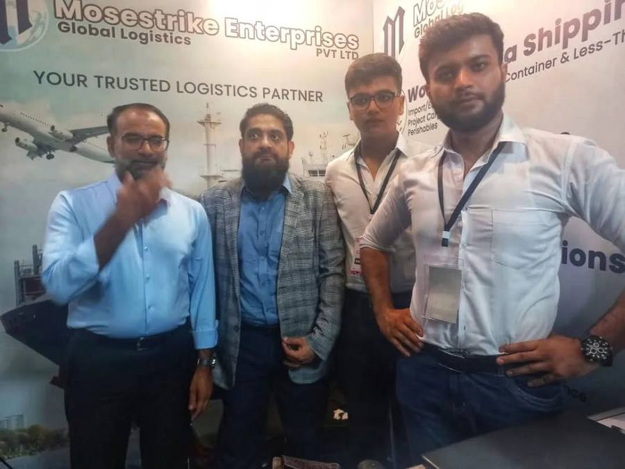 Mosestrike team at trade expo booth